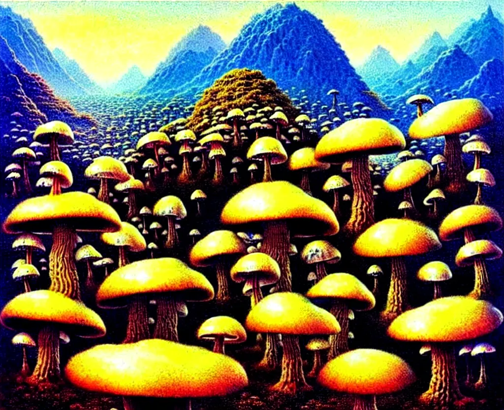 Image similar to amazing mushroom landscape by bruce pennington,