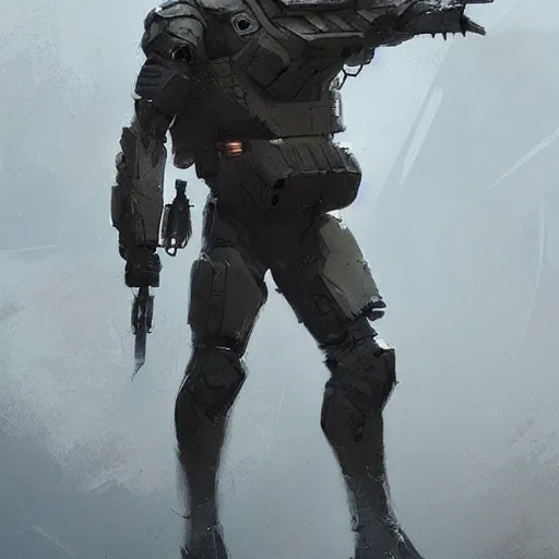 Prompt: concept art by greg rutkowski, a futuristic soldier, more or less from the 2 4 th century, wearing a futuristic tactical gear, elegant retro - futuristic look, artstation hq.