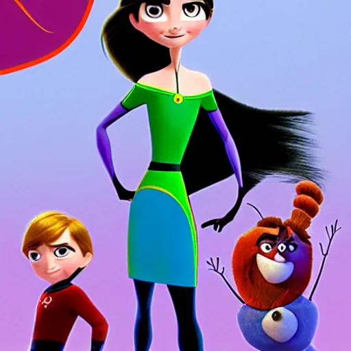 Image similar to violet parr in incredibles 2 style guest starring in frozen movie