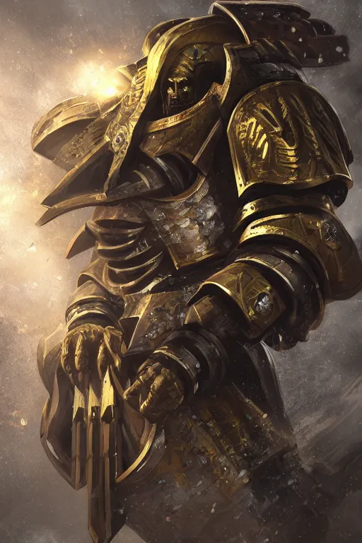 Image similar to armor portrait heros warhammer 4 0 k horus heresy fanart - the primarchs emperor by johannes helgeson animated with vfx concept artist & illustrator global illumination ray tracing hdr fanart arstation zbrush central hardmesh 8 k octane renderer comics stylized