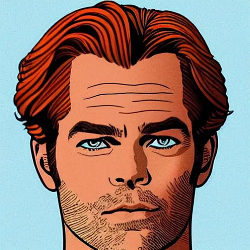 Image similar to chris pine retro minimalist portrait by jean giraud, moebius starwatcher comic, 8 k