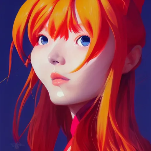 Image similar to portrait of Asuka Langley Soryu, League of Legend illustration, asymmetrical, profile picture, Organic Painting, sunny day, Matte Painting, bold shapes, hard edges, street art, trending on artstation, by Sam Youn and Gil Elvgren and Sachin Teng