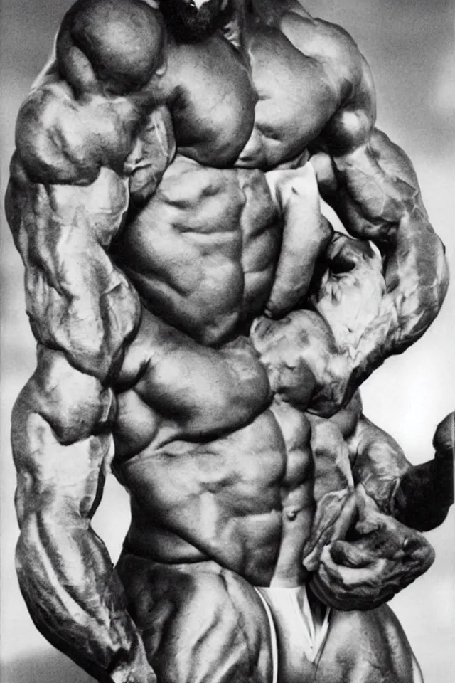 Prompt: RonaldMcDonald as a bodybuilder, photo by Anne Liebovitz