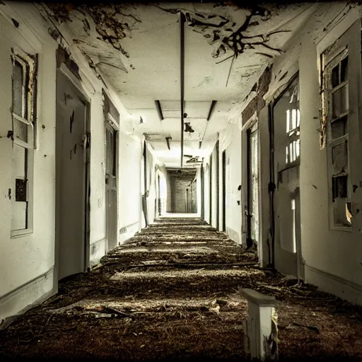 Image similar to something lurking in the dark shadows of an abandoned asylum