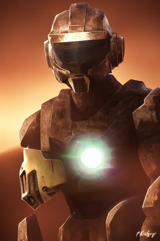 Image similar to robot ninja mask helmet halo master chief radiating a glowing aura global illumination ray tracing hdr fanart arstation by ian pesty and katarzyna da „ bek - chmiel