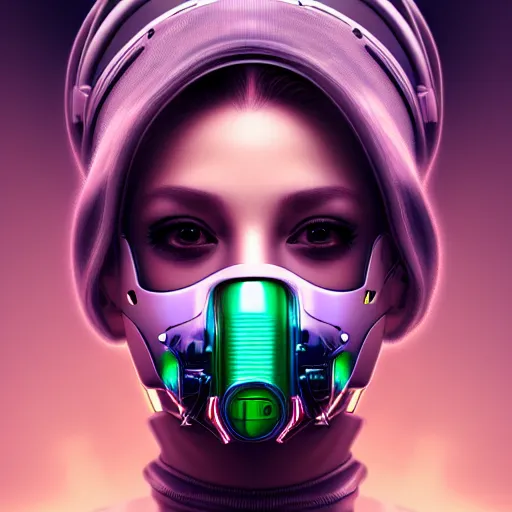 Image similar to face mask on beautiful woman face, cyberpunk art by kuno veeber, cgsociety, computer art, ultra detailed, futuristic, anime aesthetic