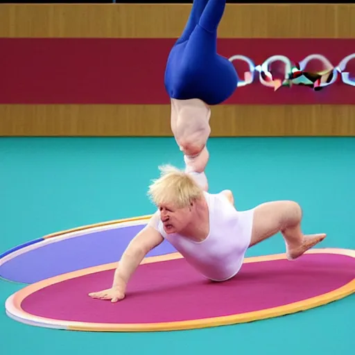 Image similar to Boris Johnson doing gymnastics at the Olympics