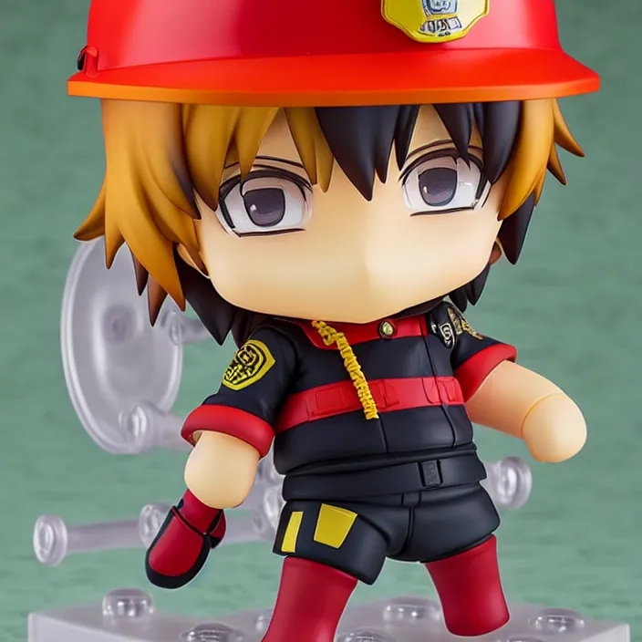 Prompt: an anime nendoroid of the fireman, figurine, detailed product photo