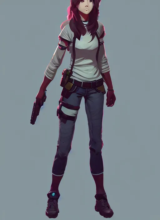 Image similar to the female protagonist, animation character design ( 2 0 1 8 ), action - adventure, sharp detail, artstation trending, conceptart. com