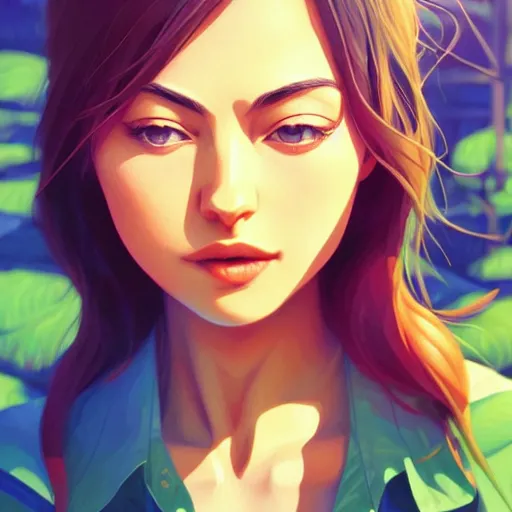 Image similar to Phoebe Tonkin, sunny day background, intricate, highly detailed, digital painting, artstation, official media, anime key visual, concept art, rich vivid colors, ambient lighting, sharp focus, illustration, art by Artgerm, Makoto Shinkai, Ilya Kuvshinov, Lois Van Baarle, and Rossdraws