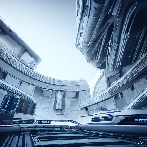 Prompt: photo of alien futuristic architecture, open white spaces glowing tech, scifi, intricate, detailed, unreal engine 5, photo - realism, hyperreal