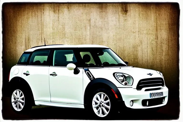 Prompt: “Poster of Mini Cooper Countryman Hybrid. Retro style.”