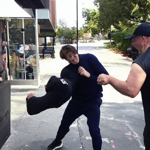 Image similar to mr beast punching a homeless man