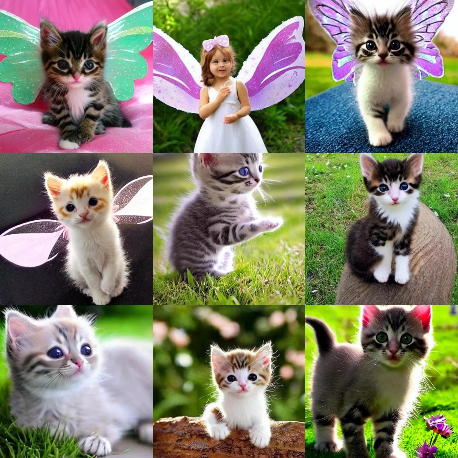 Prompt: a cute kitten with fairy wings