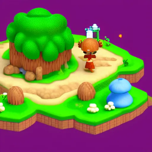 Prompt: isometric Yoshi's Island