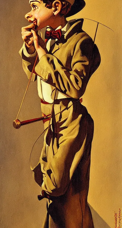 Image similar to pinocchio highly detailed painting by alberto mielgo, j. c. leyendecker