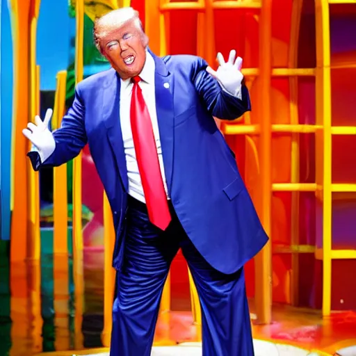 Image similar to donald trump getting slimed on nickelodeon