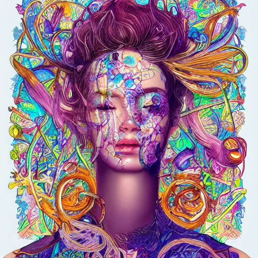 Prompt: the face of a ridiculously beautiful and pretty woman partially made of onion rings of all colors looking up, an ultrafine detailed illustration by james jean, final fantasy, intricate linework, bright colors, behance contest winner, vanitas, angular, altermodern, unreal engine 5 highly rendered, global illumination, radiant light, detailed and intricate environment