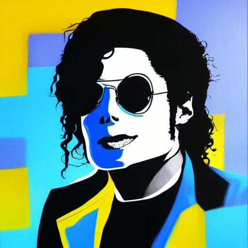 Prompt: paining of Michael Jackson moon walking, white suit and hat, pop art, trending on Artstation