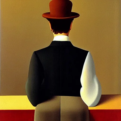 Prompt: unpleasant, painted by rene magritte