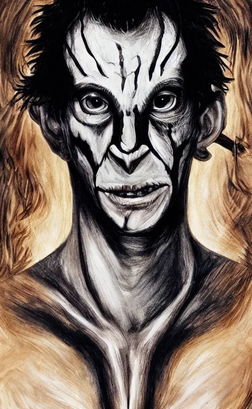 Prompt: disturbingly beautiful portrait of frank from donnie darko in the style of pan from pan's labyrinth, highly detailed, 4 k, hyperrealistic