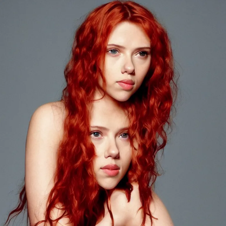 young Scarlett Johansson with long red hair
