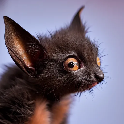 Prompt: a bat kitten, in the wild, Canon EOS R3, telephoto, very detailed, 4k