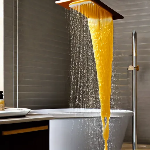 Prompt: honey dripping out of a shower head