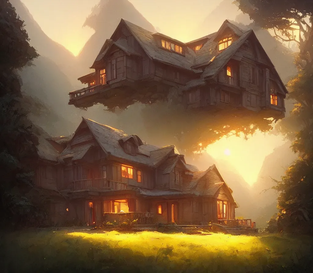 Image similar to beautiful house in big sur, details, sharp focus, illustration, by jordan grimmer and greg rutkowski, trending artstation, pixiv, digital art