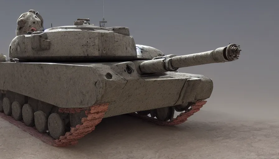 Image similar to hybrid of a sad tank and a happy pig, beautiful detailed face, ultra realistic, concept art, intricate details, serious, highly detailed, photorealistic, octane render, 8 k, unreal engine.