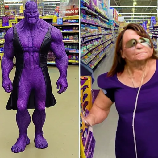 Image similar to thanos lost his mom in walmart