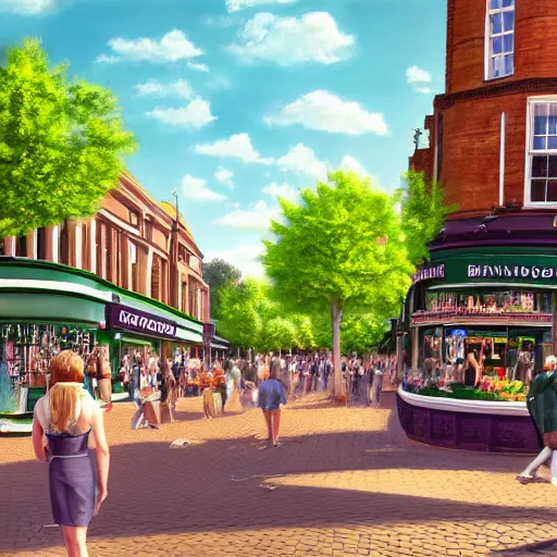 Image similar to idyllic photo of wimbledon broadway on the summer, beautiful weather, very very detailed, 8 k