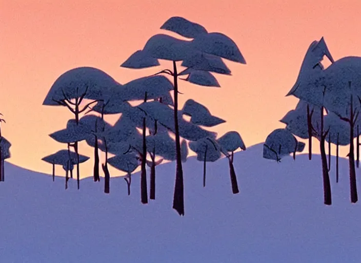 Image similar to minimalist charred wooded snowdrift landscape from mulan ( 1 9 9 8 )