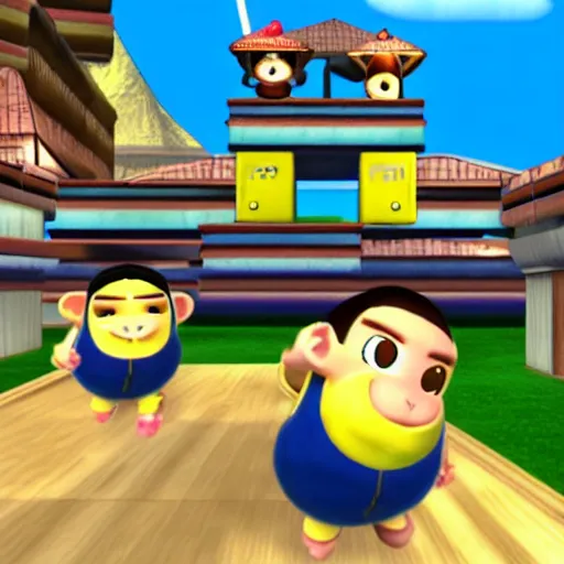 Prompt: still from super monkey ball 2