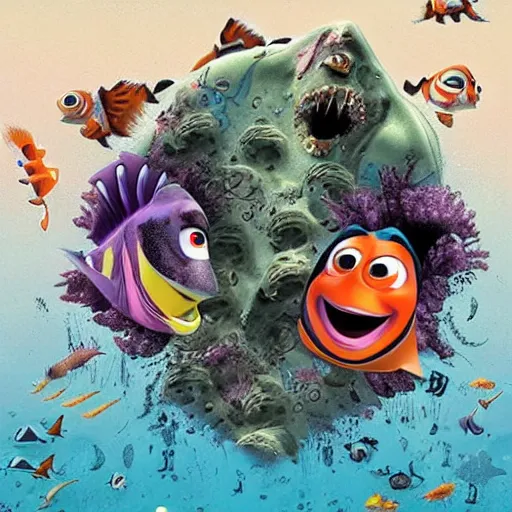 Prompt: finding nemo zombie version - n 4