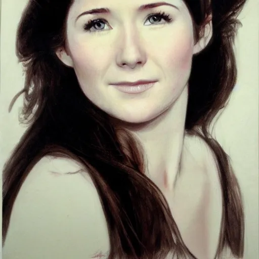 Prompt: young jewel staite, head and shoulders portrait, extremely detailed masterpiece, one single continues line.