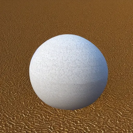 Prompt: a sphere made of sand levitating on water, highly detailed and photorealistic
