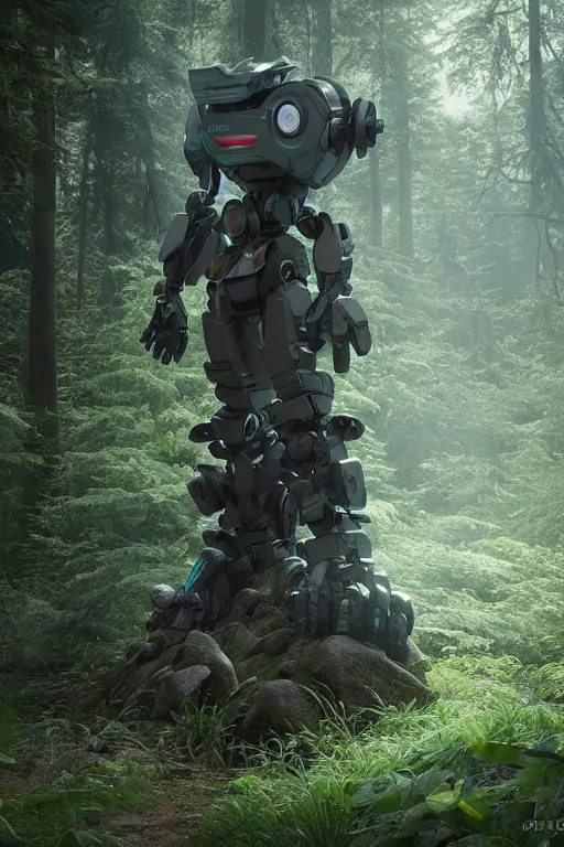 Prompt: A robot statue in the middle of a forest taken back by nature by Greg Rutkowski, Sung Choi, Mitchell Mohrhauser, Maciej Kuciara, Johnson Ting, Maxim Verehin, Peter Konig, final fantasy , 8k photorealistic, cinematic lighting, HD, high details, atmospheric,