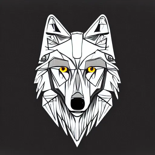 Prompt: a mythical artistic robotic wolf logo