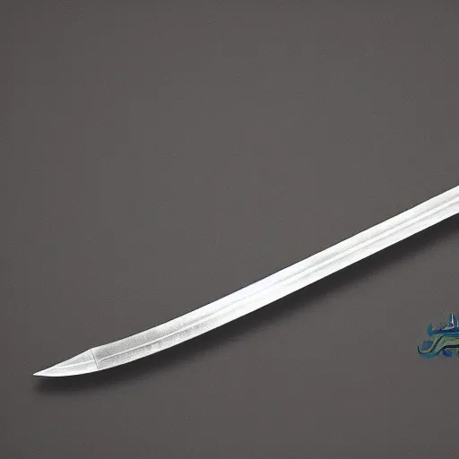 Prompt: arabian saber, object, aerial view, blue edge, curved blade, obsidian metal, artstation, intricate