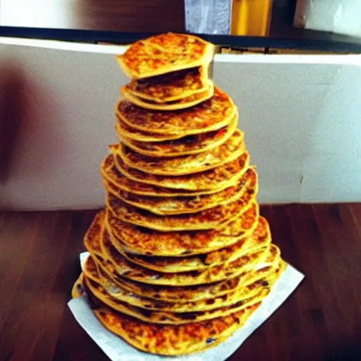 Image similar to “ tower of pizza made of pizza ”