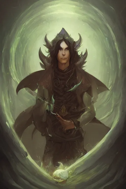 Prompt: portrait of elven teenage boy mage long black hair dragon egg digital painting modern fantasy concept art by peter mohrbacher wlop