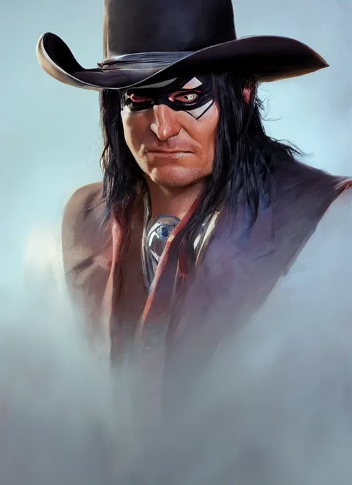 Image similar to Portrait Tim Robinson dressed up as the Lone Ranger, marvel comics, highly detailed, smooth, artstation, digital illustration by Ruan Jia and Mandy Jurgens and Artgerm and Wayne Barlowe and Greg Rutkowski and Frank Frazetta