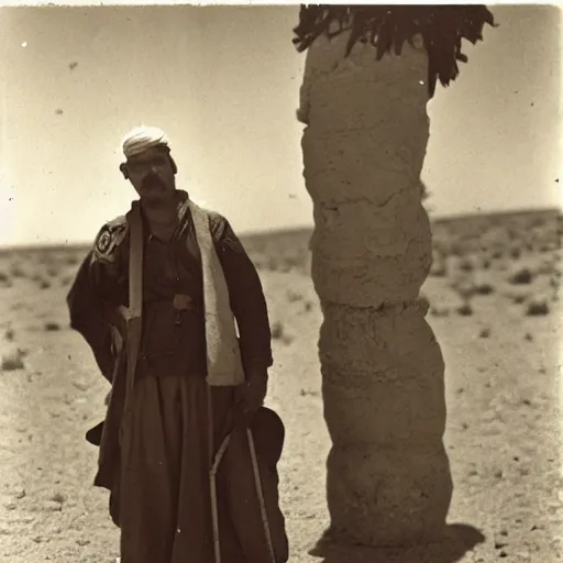 Image similar to peter griffin in the deserts of iraq, amongst other people, black and white, early 1 9 0 0 s photograph