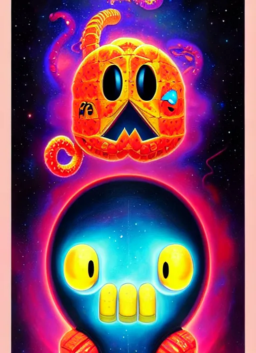 Image similar to cosmic lovecraft pacman portrait, pixar style, by tristan eaton stanley artgerm and tom bagshaw.