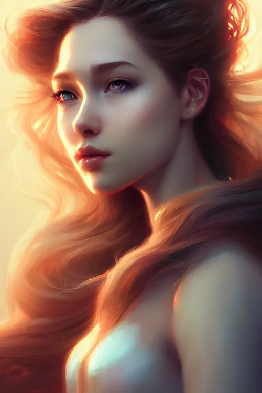Prompt: portrait of a beautiful girl, flowy hair, cinematic lighting, highly detailed, digital painting, trending on artstation, pixiv, concept art, sharp focus, laura sava illustration, art by ross tran and wlop