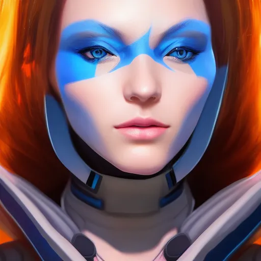 Image similar to a woman with a futuristic look and blue eyes, a character portrait by senior character artist, trending on cgsociety, digital art, artstation hd, artstation hq, polycount