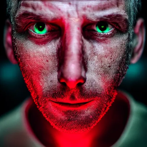 Image similar to a man with red glowing eyes