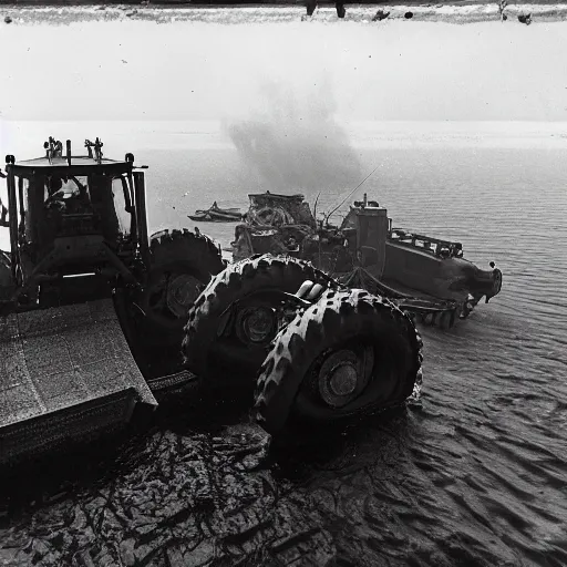 Image similar to an tractor underwater towing a plough through the seabed