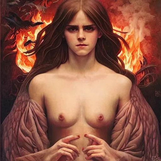 Image similar to an amazing masterpiece of art by gerald brom 🐐 🔥 emma watson